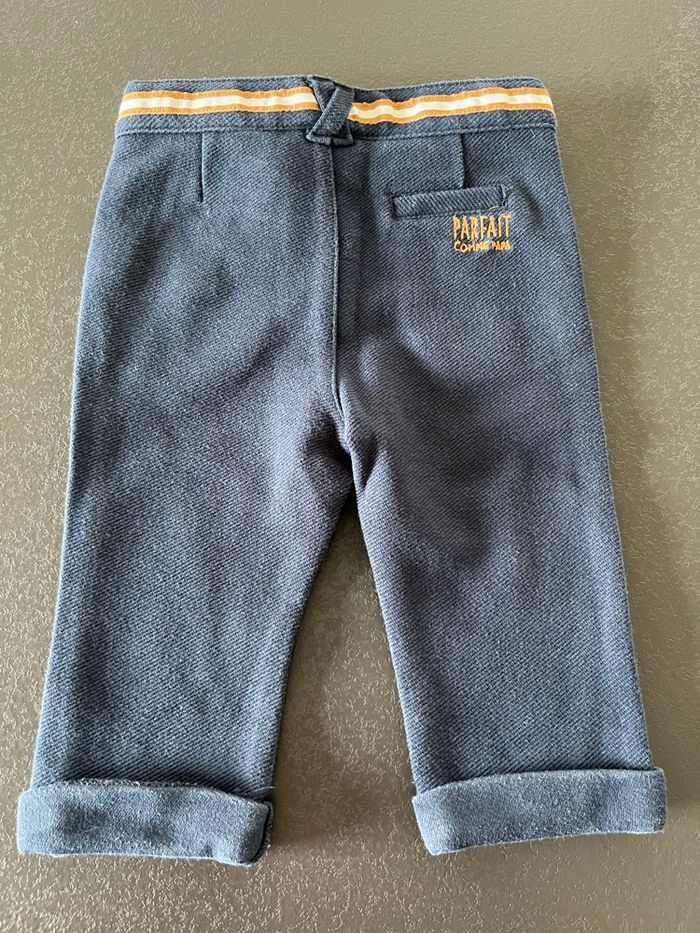 Pantalon bleu marine tape à l’œil 6mois - photo numéro 2