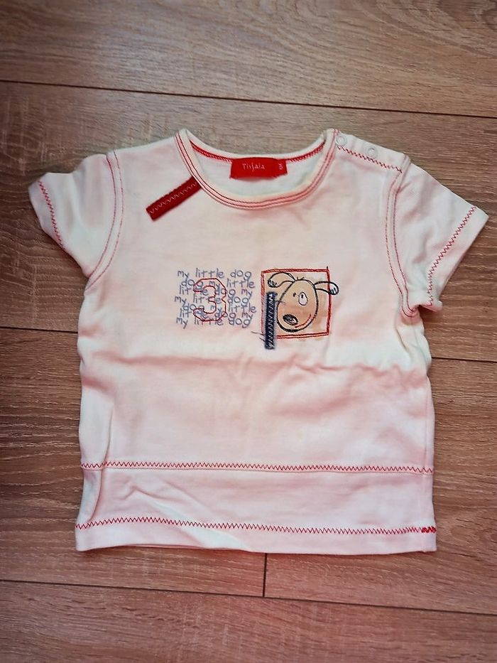 T-shirt manches courtes crème marque tissaia 6 mois