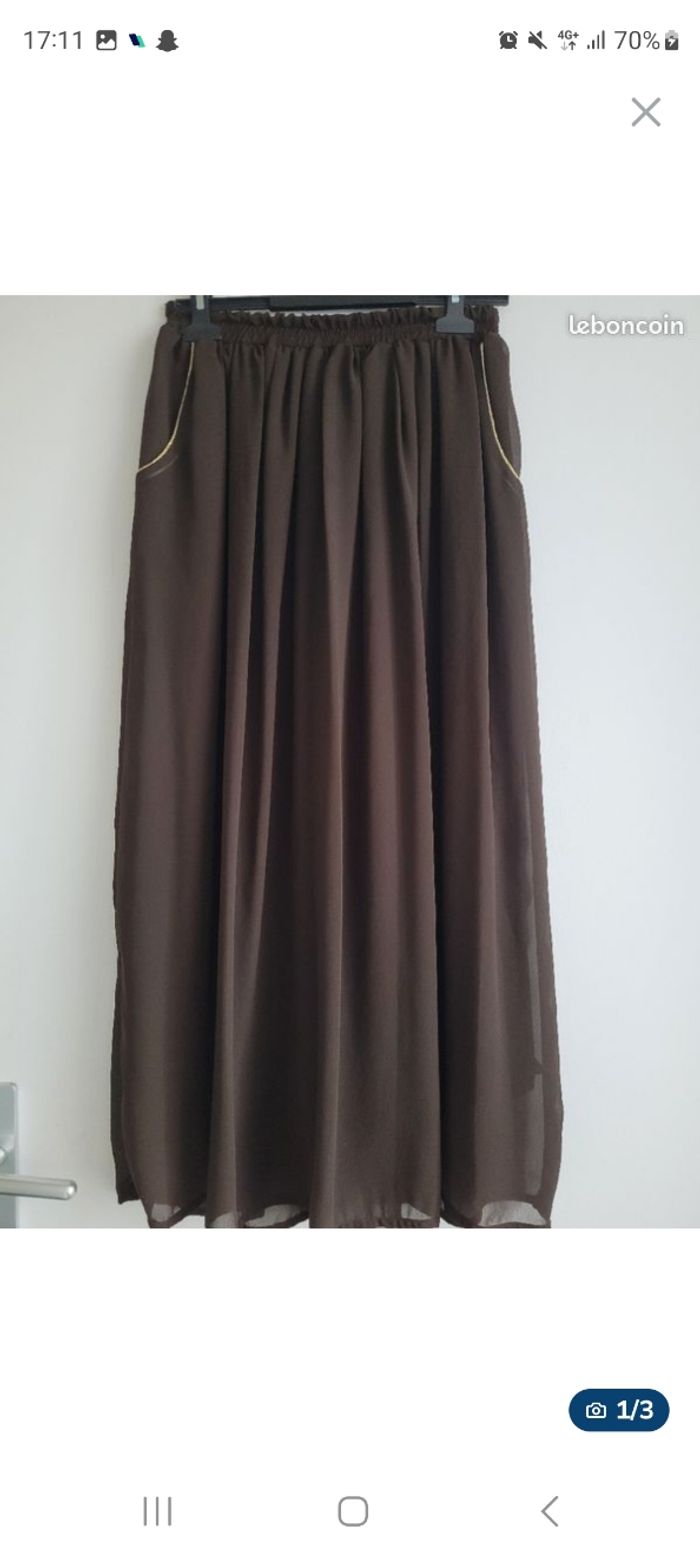 Jupe longue femme marron-Taille unique
