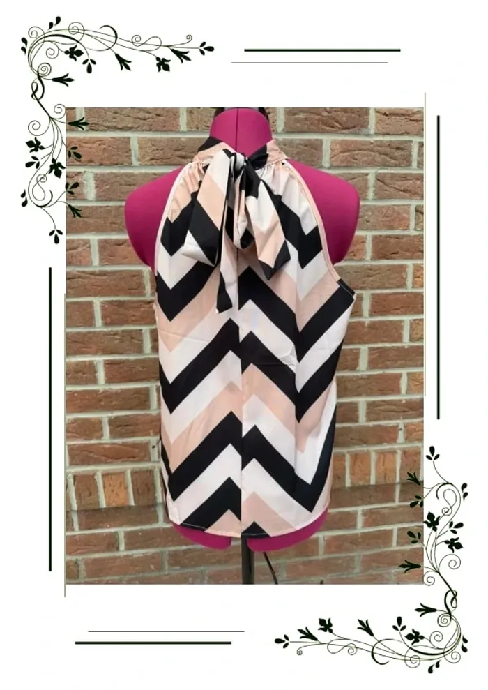 SHEIN Clasi Blouse à chevron ras-du-cou - photo numéro 2