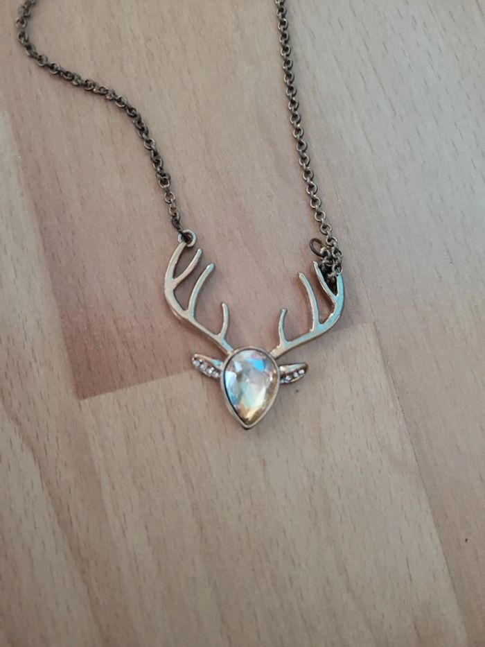 Collier fantaisie thème cerf biche forêt - photo numéro 3