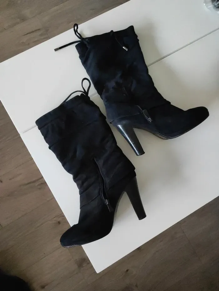 Botte noire femme 38 talon - photo numéro 7