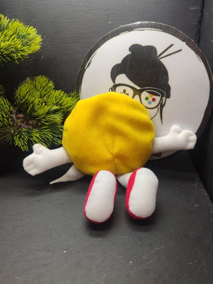 peluche beanie boppers smiley plush jaune sourire vintage 1997 Blanc Rouge Bille - photo numéro 2