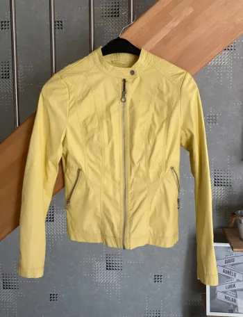 Veste simili cuir jaune pale Zuiki taille S