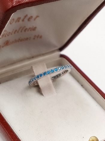 Anello fedina argento sterling S925 zirconi blu misura 13.5
