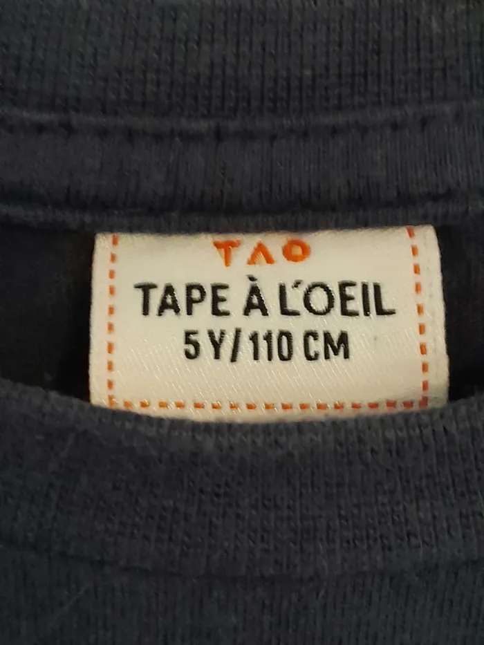 Tee-shirt, manches longues, bleu marine imprimé, 5ans - 110cm - photo numéro 3
