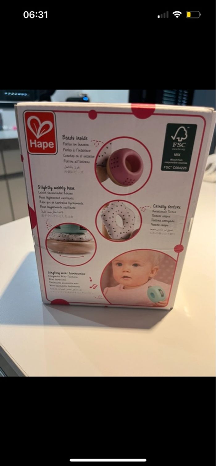 Pyramide à empiler bois et tissu - HAPE - multicolore - photo numéro 2