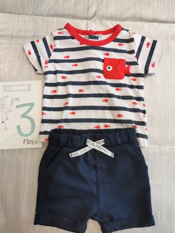 Ensemble short tee-shirt garçon 3 mois