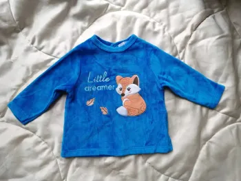 Haut de pyjama épais tout doux renard 3 mois 62 cm Manon & Valentin