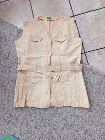 🚪gilet bolero tunique lin T40/42 Kiabi coton