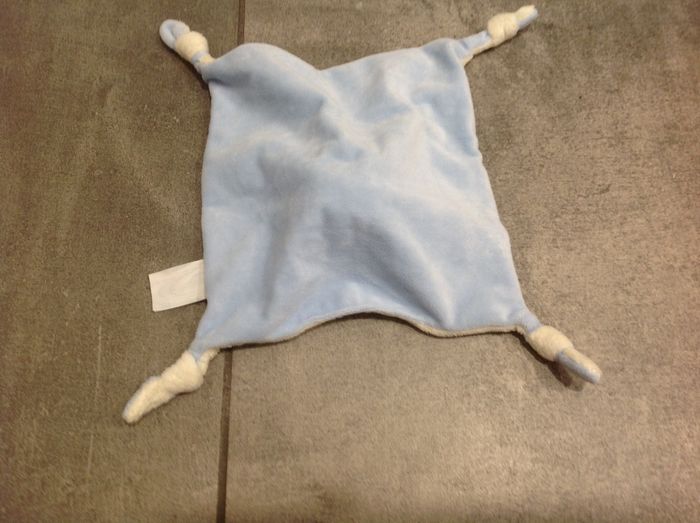 Doudou plat mouton écru / bleu ciel - photo numéro 6