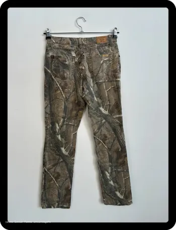 Jean Levi's Strauss Femme Mid Rise Straight Camouflage Kaki | Taille W27 FR38 | BP144