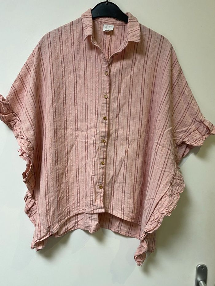Jolie chemisier loose rose avec couture brillante Karl Marc John taille 34/36 - photo numéro 4