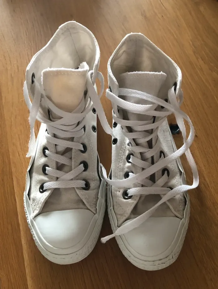 Converse blanches montantes pointure 37 - photo numéro 5