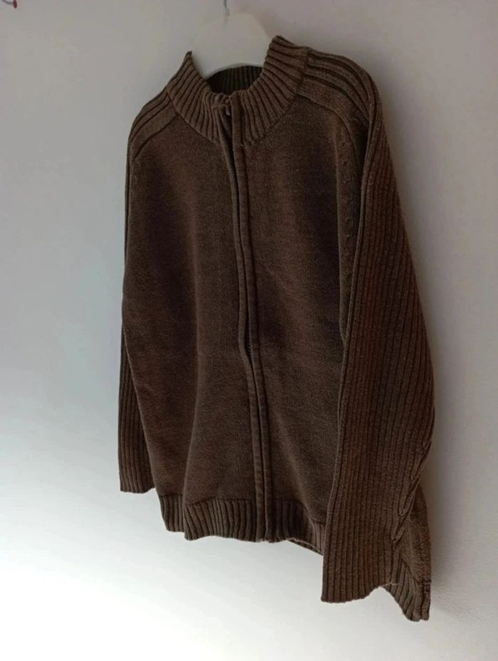 Pull zippé en maille vert kaki Tex 4-5 ans - photo numéro 2