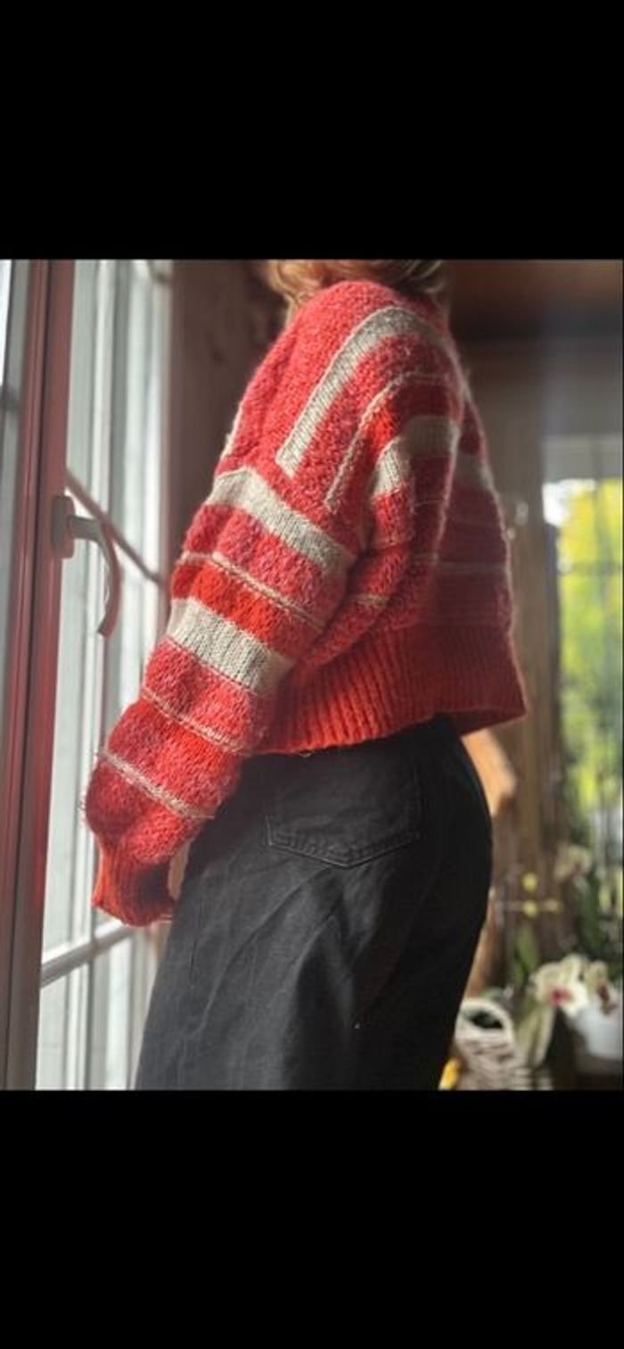 Pull rayé orange et blanc Vero Moda - photo numéro 3