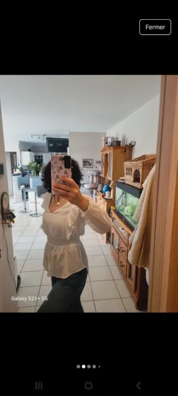 Blouse blanche à volants Cache-Cache taille XS