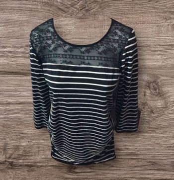 Pull maternité rayure col dentelle