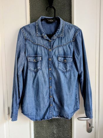 Chemise en jean bleu à clous the kooples sport taille s 36