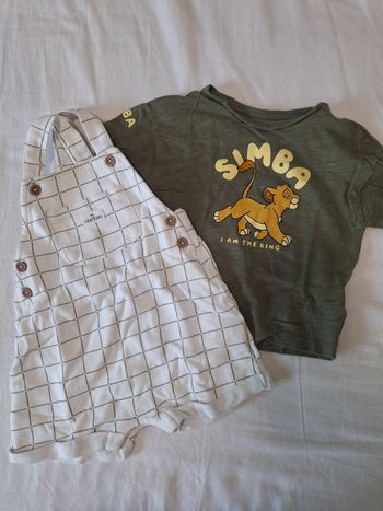 Ensemble salopette short + tee-shirt Simba, 18 mois