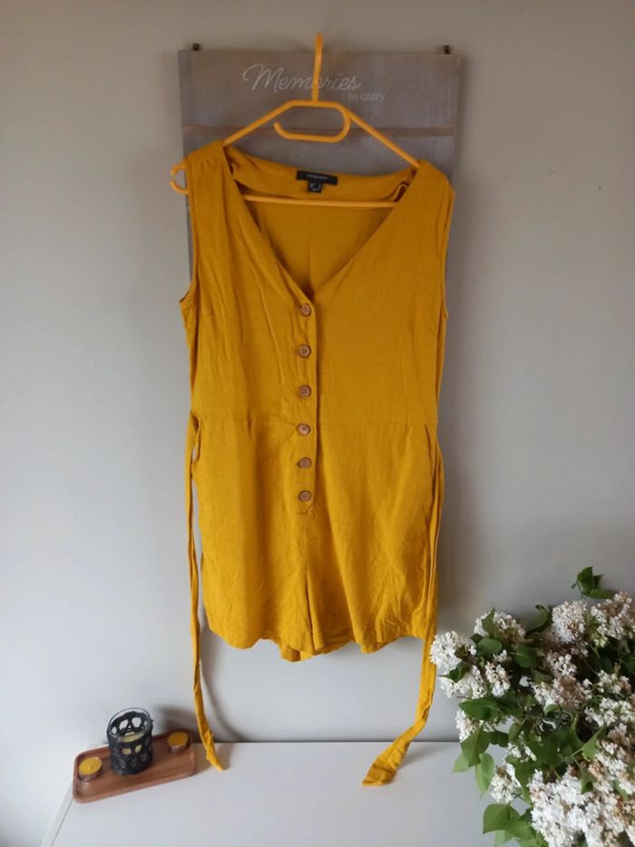 Combishort jaune moutarde en coton - photo numéro 2