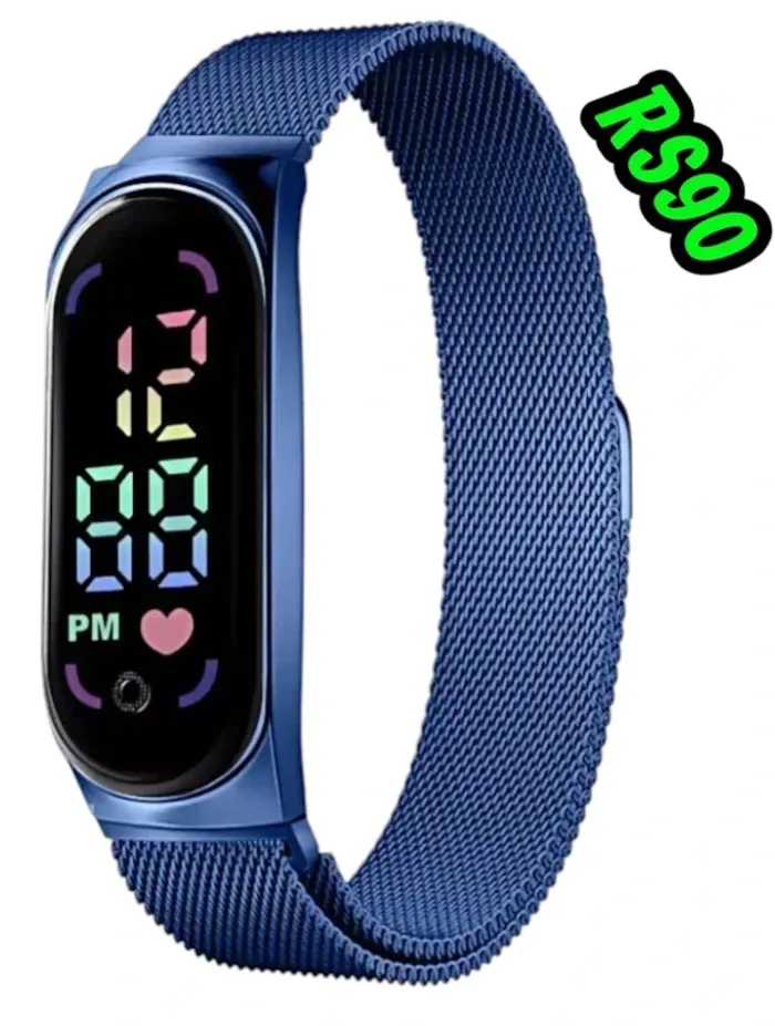 Montre électronique M7 pour étudiant, montre-bracelet en maille colorée innovante bleu neuf