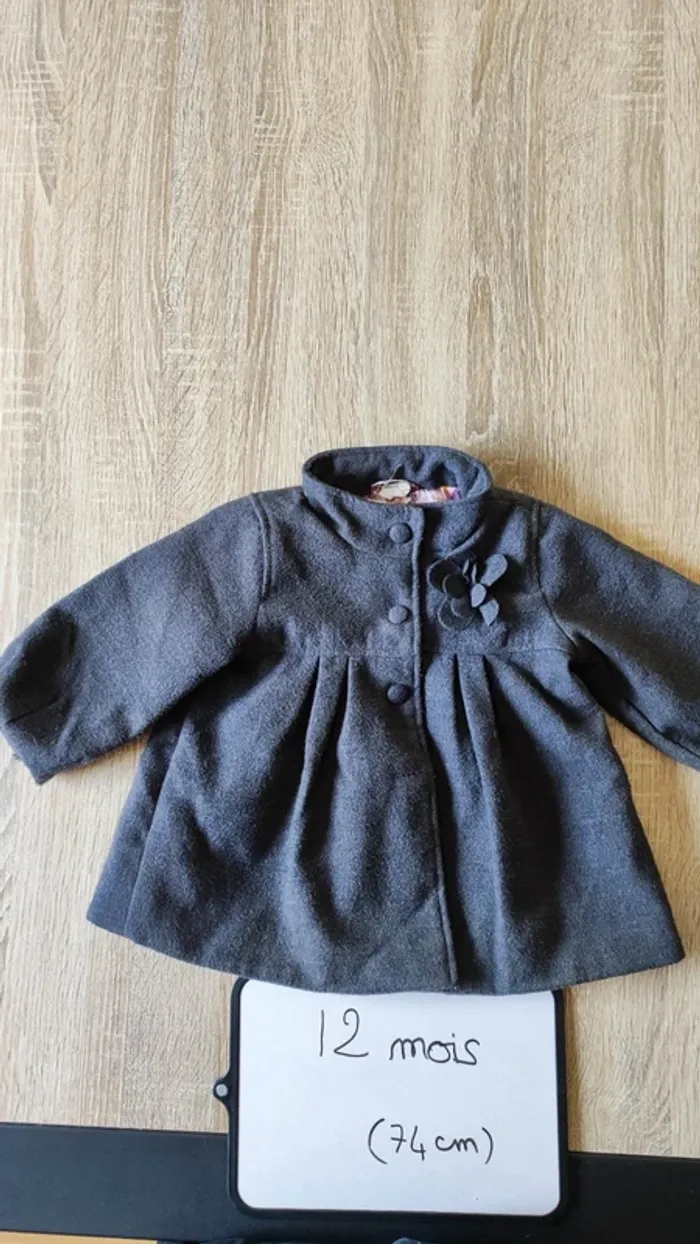 manteau gris taille 12 mois