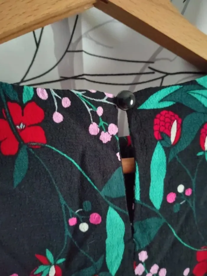 Blouse femme noir fleurs multicolores, Mango, taille XS - photo numéro 5