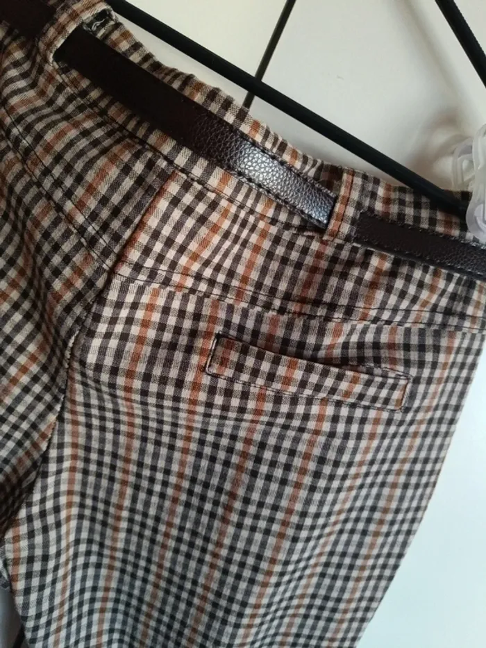Pantalon léger à carreaux elastanne - photo numéro 3