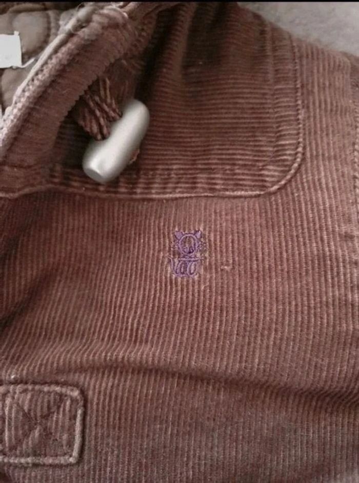 Manteau à capuche marron en velours Obaïbi 12 mois - photo numéro 3