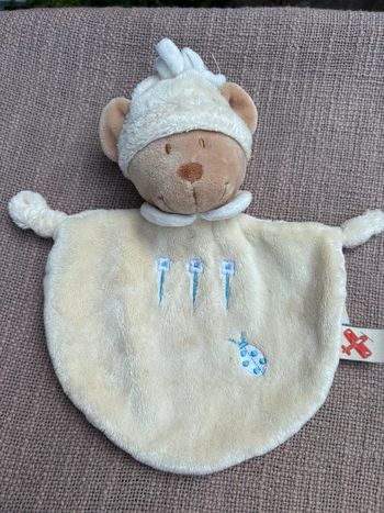 Doudou rond beige avec ourson nicotoy