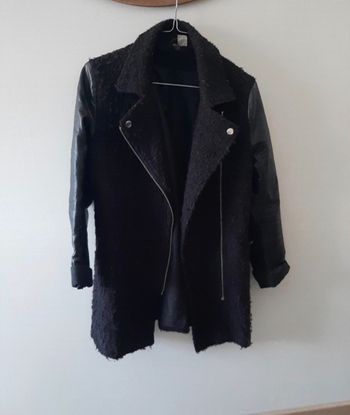 Manteau bi matière femme