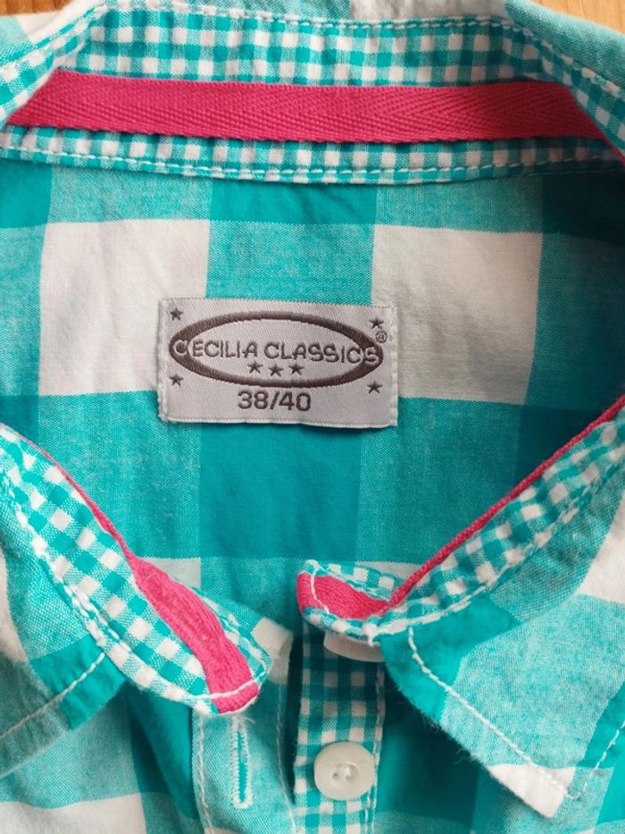 Chemise femme carreaux turquoise – Cecilia Classics – 38/40 – TBE - photo numéro 3