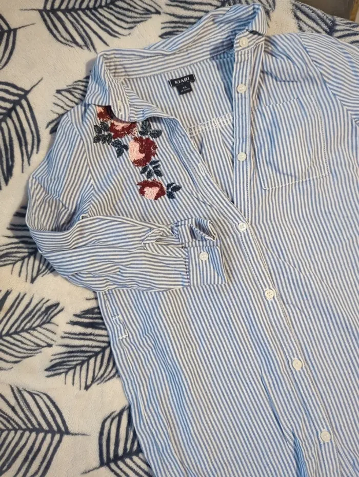 Chemise longue rayée brodée - photo numéro 4