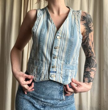 Gilet jeans denim rayures y2k vintage annees 2000 - Taille M/L