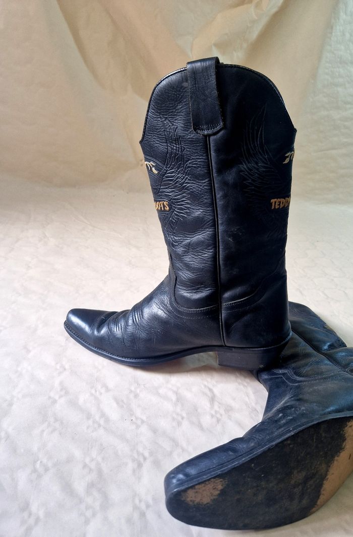 Santiag cuir noir , homme , noir , motif aigle gravé  , taille 44 - photo numéro 5