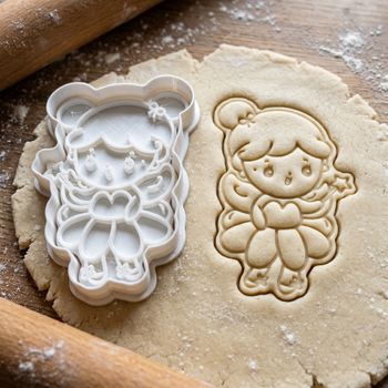 Emporte-pièce Fée Mignonne avec Baguette - Découpoir Pâtisserie Biscuit Sablé Pâte à Sucre