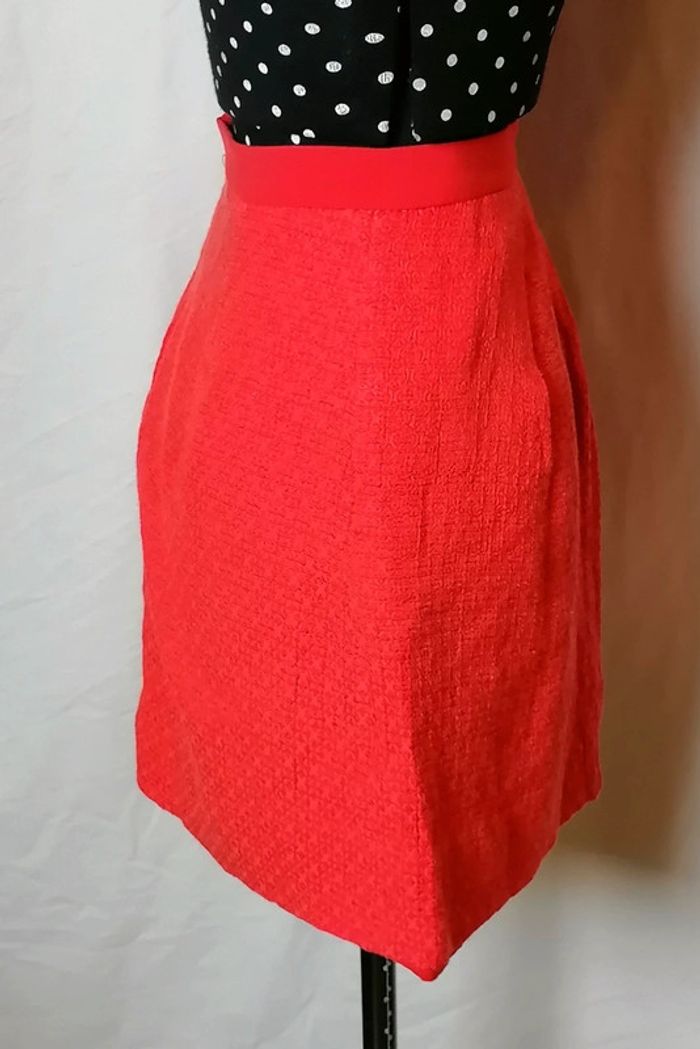 Jupe courte rouge en soie et coton taille 38 Claudie Pierlot - photo numéro 6