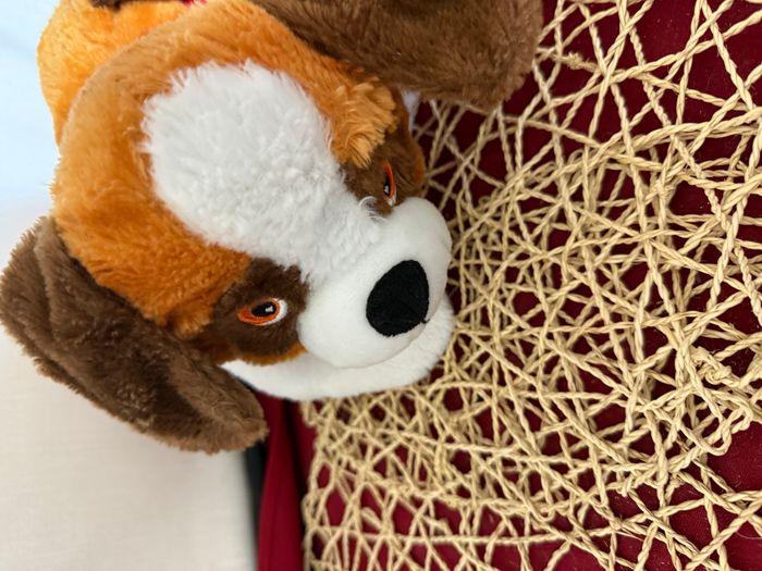 Peluche doudou chien SANDY blanc roux marron coeur rouge 37 cm - photo numéro 2