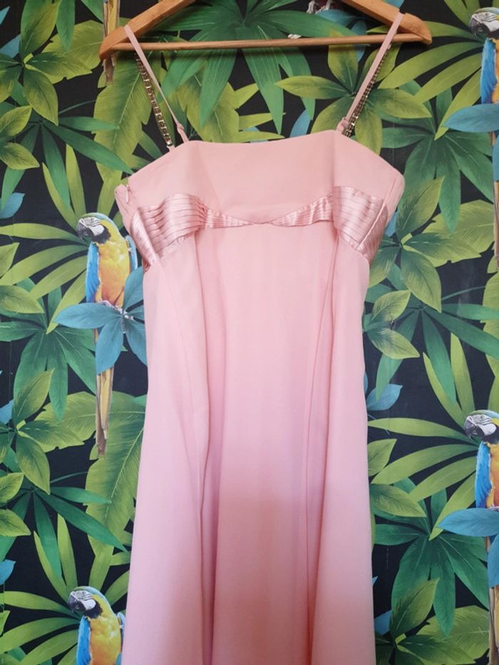Robe bustier cocktail, soirée rose strass - photo numéro 9