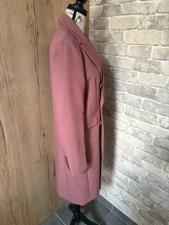 Manteau long rose poudré ( trench/blazer ) taille M - photo numéro 3
