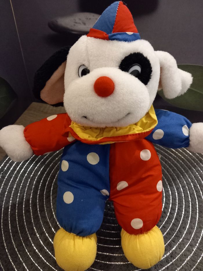 Peluche chien clown Jemini vintage 27cm - photo numéro 2