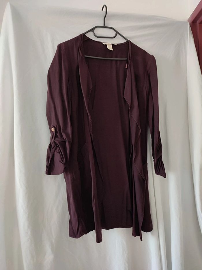 Blouse légère style saharienne prune mi longue