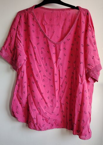T-shirt rose fuchsia motif ancres – Taille 4 (équiv. L)