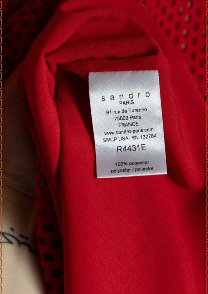 Robe rouge résille Sandro Paris Taille 38 - photo numéro 8