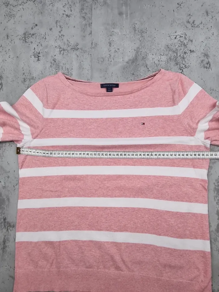 Sweat rose à rayures blanches Tommy Hilfiger – Taille L Femme (mesures en photos) - photo numéro 6