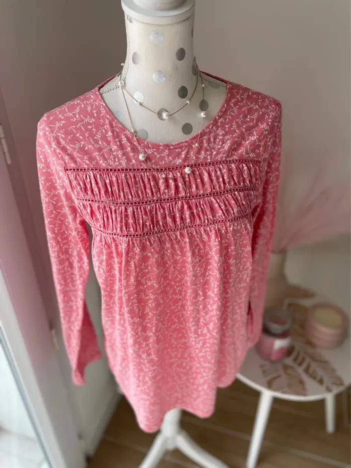T-shirt manches longues Rose fleuri 36 - photo numéro 2