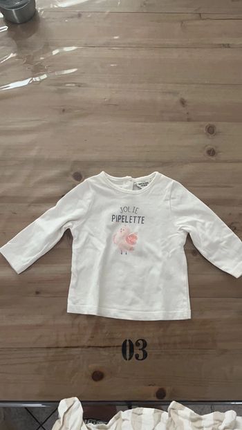 T shirt manche longue tao blanc 6 mois