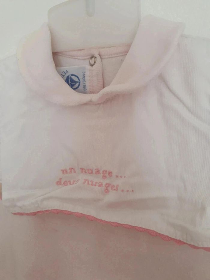 Pyjama grenouillère rose velours doux bébé fille petit bateau 3 mois - photo numéro 3