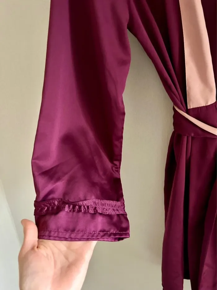 Peignoir satiné bicolore Etam – violet & rose clair - photo numéro 5